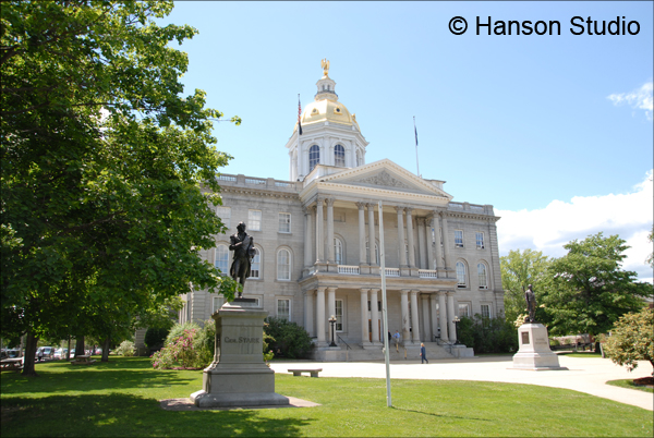 Concord, NH - Statehouse with Statue - Summer